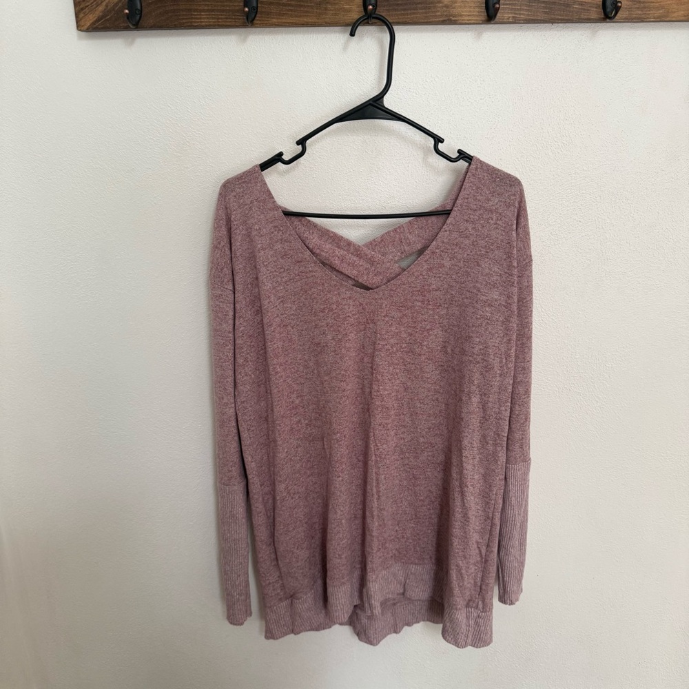 Chance or Fate Mauve Long Sleeve Cross Back Top